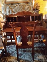 Calonial Style Cherry Ornate Desk & Chair