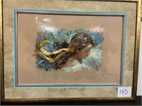 Original Barry Chapell "Young Girl Windy Hair"