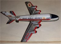 7.5" 1960s Japan TRANS WORLD AIRLINES 747 Tin Toy