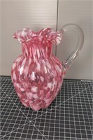 Cranberry / Pink Swirl Glass Pitcher