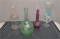 Cut Glass Flower Vase, Cruets & Goblet
