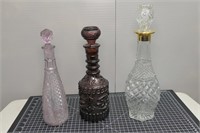 (3) Lg Glass Bottles / Cruets