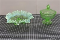 (2) Green Depression Glass Bowls