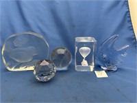 (5) GLASS DECORATIVE PAPERWEIGHTS
