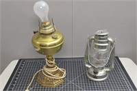 Antique Brass Lamp & Battery Lantern
