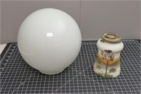 Vintage Painted Lamp Shade & Globe