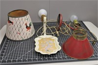 (2) Vintage 50s Wall Sconce Lamps & Shades