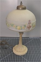Vintage Dresser Lamp, Glass Shade