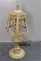 Vintage Cast Iron Lyre & Grapes Dresser Lamp