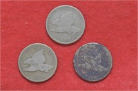 1857, 1858 and 1858 SL Flying Eagle Cents