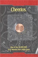2000 Lincoln Head Cent "Cheerios" on Card