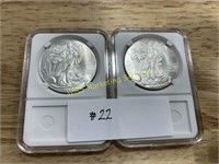 (2) 2020 Silver American Eagle Dollar