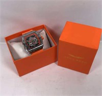 New Open Box Metal Watch with Rubber Wrist Band