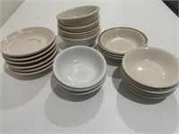 Cup saucers, misc small bowls,