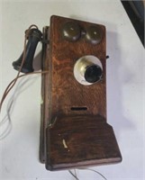 0ld oak  Western Electric crank wall phone