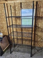 6' wire rack shelving unit on rollers.