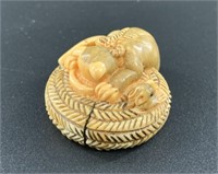 Antique mammoth netsuke of a remarkably detailed h