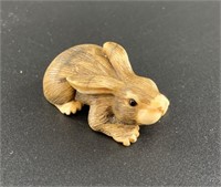 Antique mammoth netsuke of a remarkably small rabb