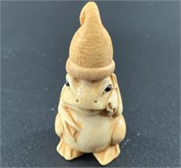 Antique mammoth netsuke of an adorable toad with a