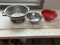 3 strainers, 1 heavy duty 17 inch, 2-11 inch