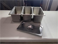 3 steam table pans and 1 lid