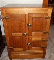 Antique Oak Refrigerator Ice Box Chest Cabinet