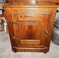 Vintage Oak White Clad Icebox End Table