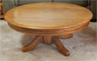 Round Oak Pedestal Coffee Table Riverside Co.