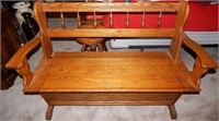 Vintage Oak Entry Storage Bench