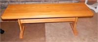 Vintage Solid Oak Wooden Bench  46" W