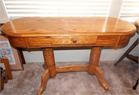 Vintage Oak Sofa Console Table With Drawer