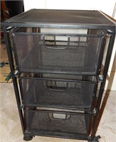 3 Drawer Mesh Metal Rolling Filing Cart