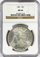 1881 Morgan Silver Dollar MS-64