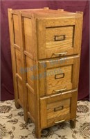 Antique three drawer oak file cabinet