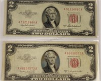 2 - $2 Red Seals Series 1953-A & 1953-B