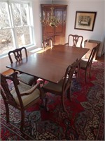 6 CHIPPENDALE CARVED CHAIRS (2 CAPTAINS W/NEEDLEWK