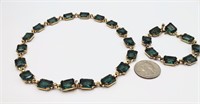 Pretty Teal & Gold Tone Fashion Jewelry Set