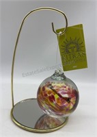 Kitras Art Glass Ornament Pink, Orange, Yellow