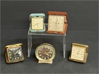 Assorted Vintage Travel Alarm Clocks