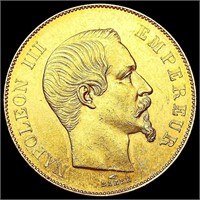 1855-A France .4667oz Gold 50 Francs CHOICE AU