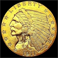 1911 $2.50 Gold Quarter Eagle CLOSELY