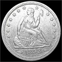 1853 Arws & Rays Seated Liberty Quarter CLOSELY