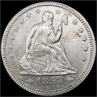 1853 Arws & Rays Seated Liberty Quarter