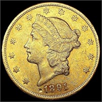 1891-S $20 Gold Double Eagle CLOSELY UNCIRCULATED