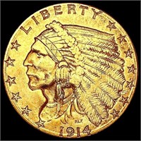 1914-D $2.50 Gold Quarter Eagle NEARLY