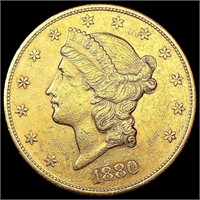 1880-S $20 Gold Double Eagle CLOSELY UNCIRCULATED