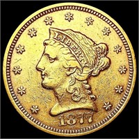 1877-S $2.50 Gold Quarter Eagle NEARLY UNC