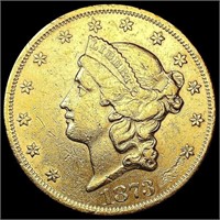 1873 Open 3 $20 Gold Double Eagle NEARLY