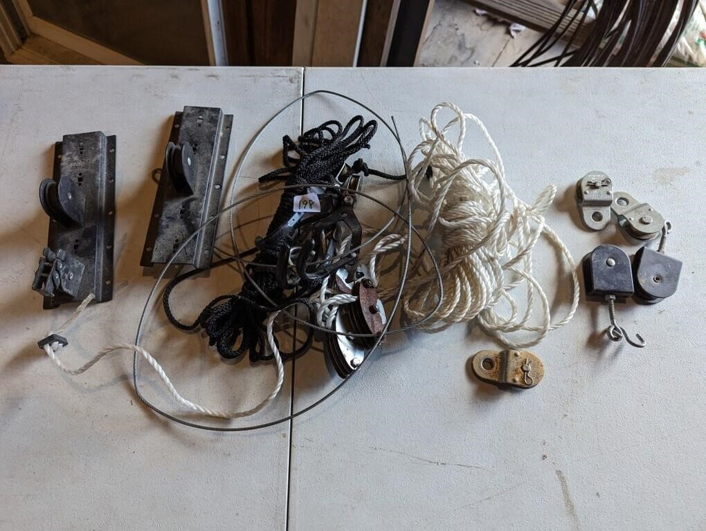 Nylon Rope, Wire & Pulleys Lot