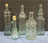 Decorative olive oil bottles.